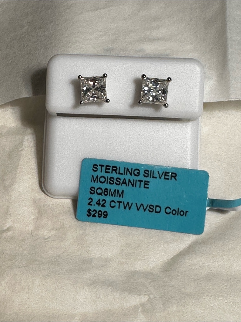 925 Sterling Silver Moissanite Stud Earrings - 6mm 2.42 ctw Silverscrewback.